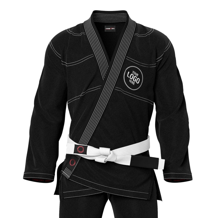 Custom Black With White Threads Brazilian jiu jitsu gi - | Combatra