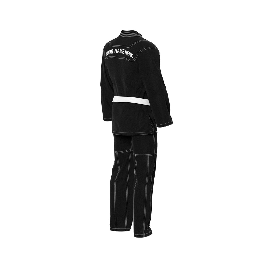 Custom Black With White Threads Brazilian jiu jitsu gi - | Combatra