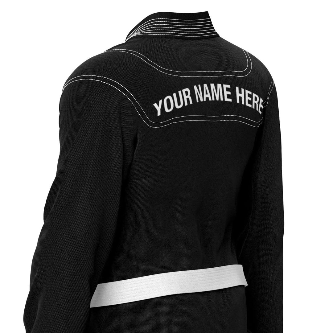 Custom Black With White Threads Brazilian jiu jitsu gi - | Combatra