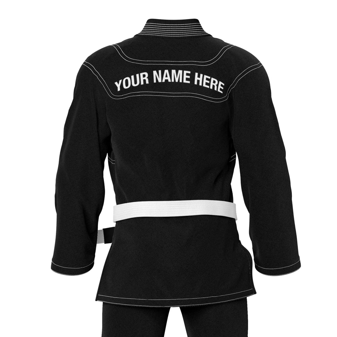 Custom Black With White Threads Brazilian jiu jitsu gi - | Combatra