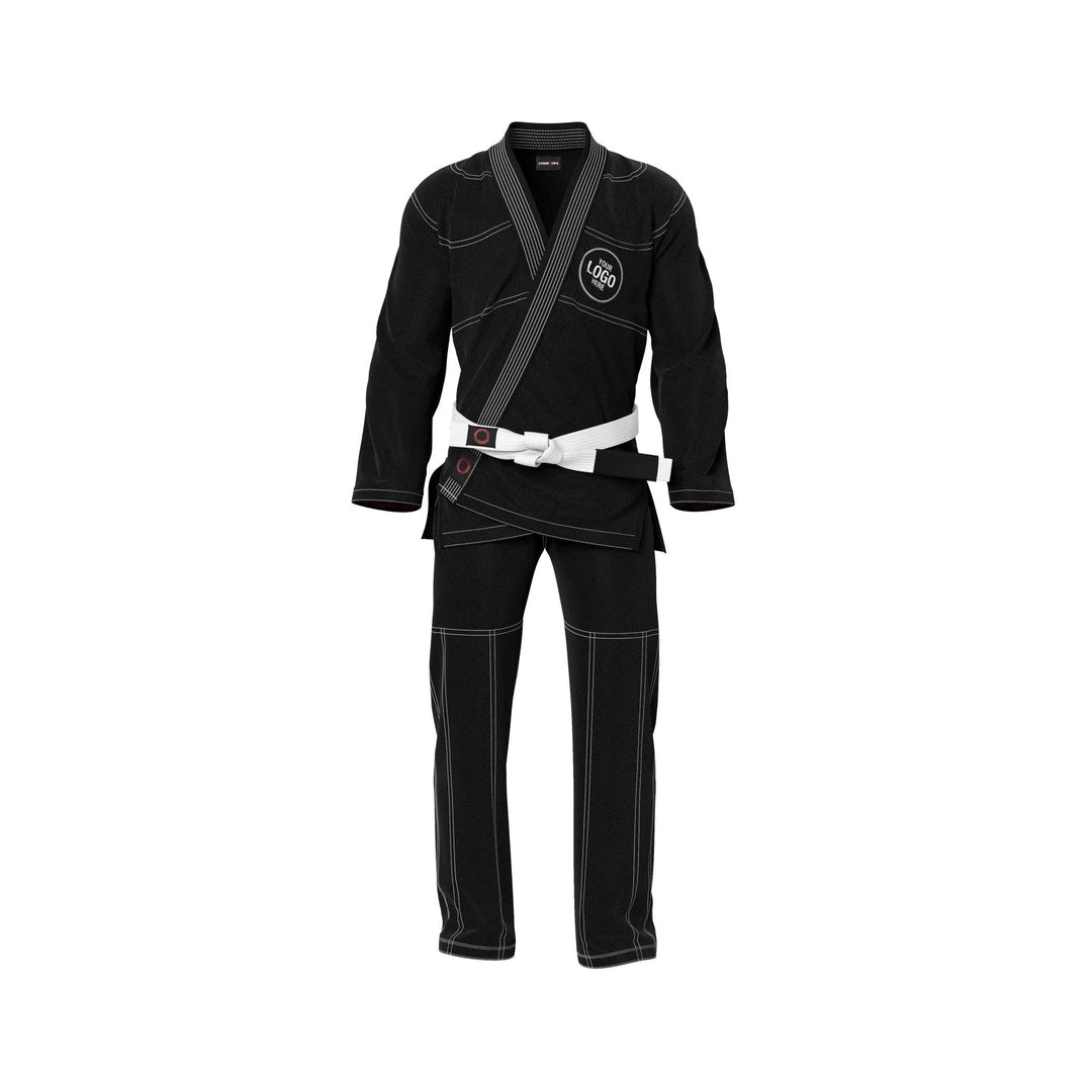 Custom Black With White Threads Brazilian jiu jitsu gi - | Combatra