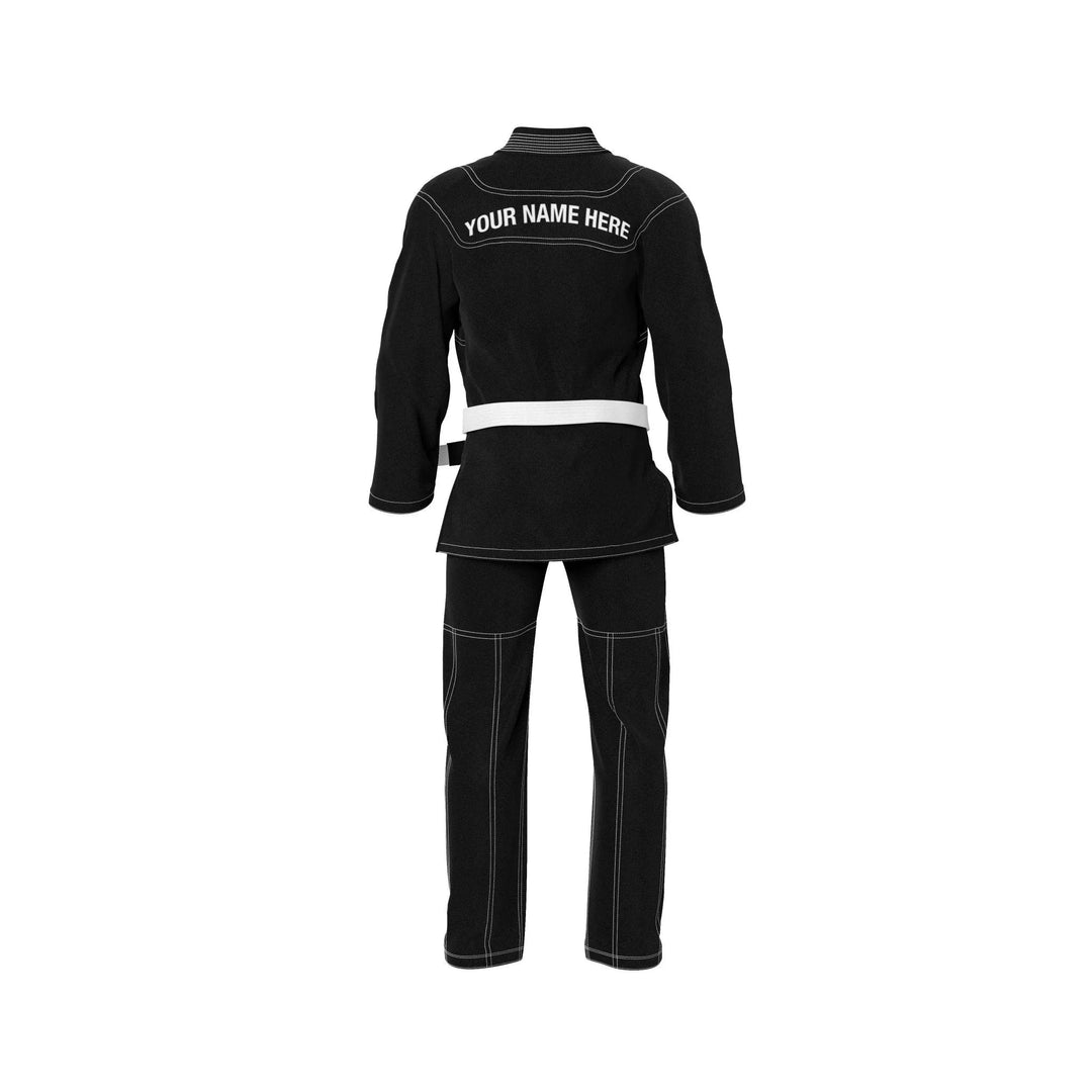Custom Black With White Threads Brazilian jiu jitsu gi - | Combatra