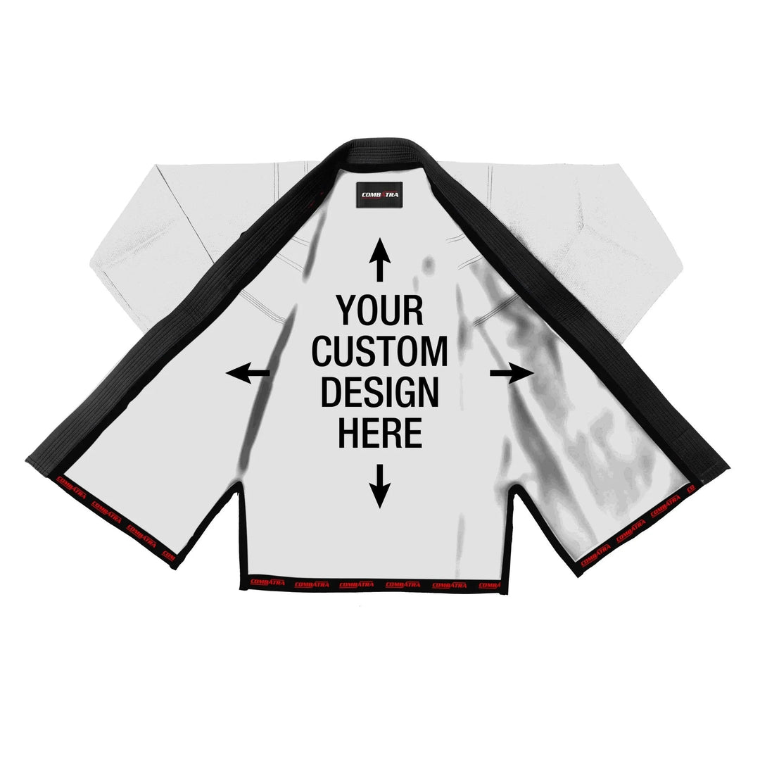 Custom white and black with custom shirt Brazilian Jiu Jitsu Gi - Personalised Gi | Combatra