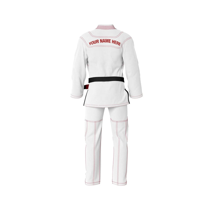 Custom White with Red Threads Brazilian Jiu JItsu gi - Personalised Gi | Combatra