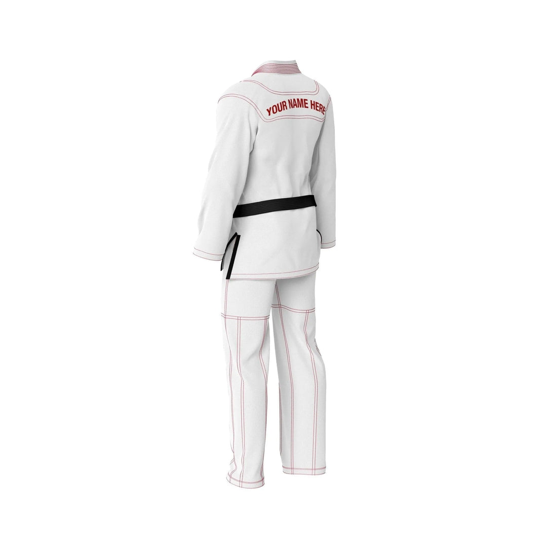 Custom White with Red Threads Brazilian Jiu JItsu gi - Personalised Gi | Combatra