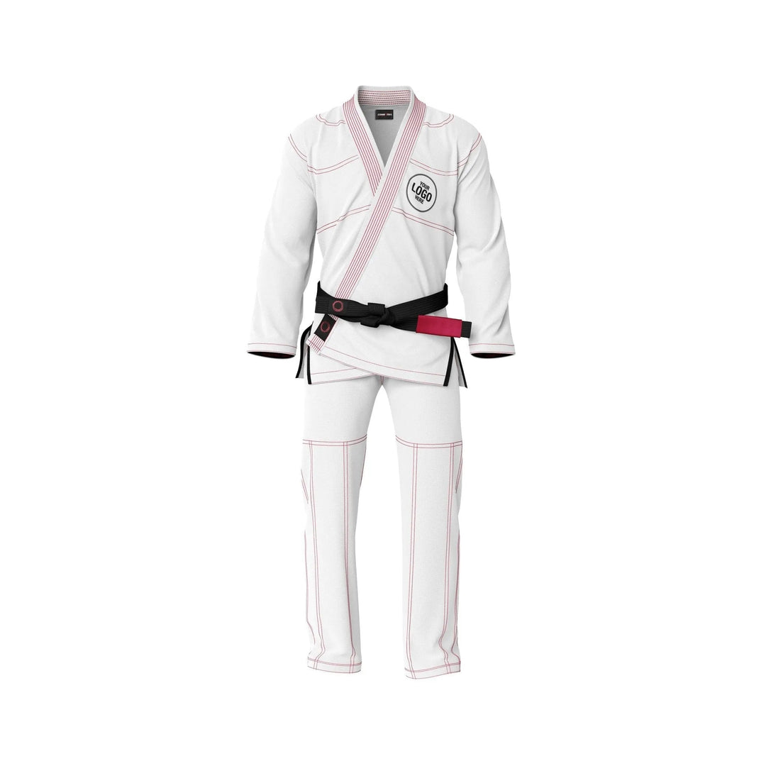 Custom White with Red Threads Brazilian Jiu JItsu gi - Personalised Gi | Combatra