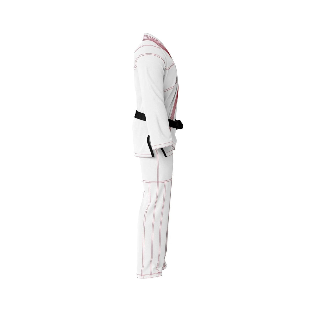 Custom White with Red Threads Brazilian Jiu JItsu gi - Personalised Gi | Combatra
