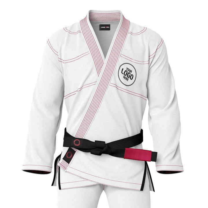 Custom White with Red Threads Brazilian Jiu JItsu gi - Personalised Gi | Combatra