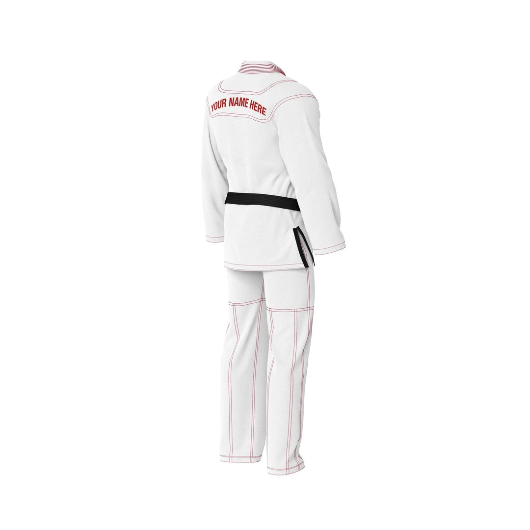Custom White with Red Threads Brazilian Jiu JItsu gi - Personalised Gi | Combatra