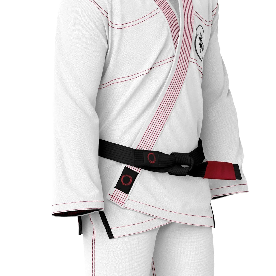Custom White with Red Threads Brazilian Jiu JItsu gi - Personalised Gi | Combatra