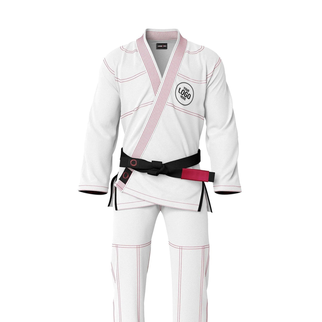 Custom White with Red Threads Brazilian Jiu JItsu gi - Personalised Gi | Combatra
