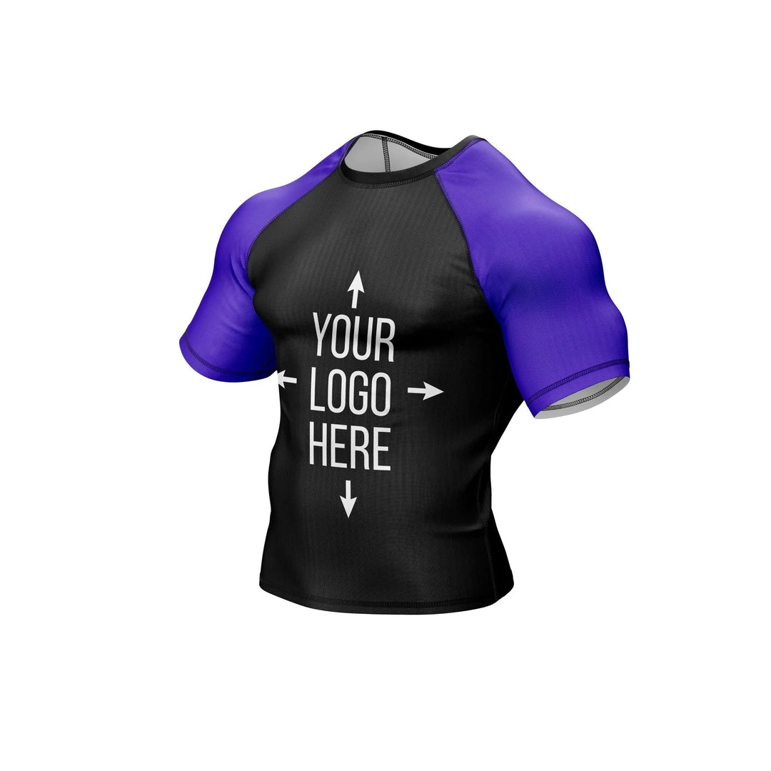 Customizable Black and Purple Compression Rash Guard - Ranked Rashguard | Combatra