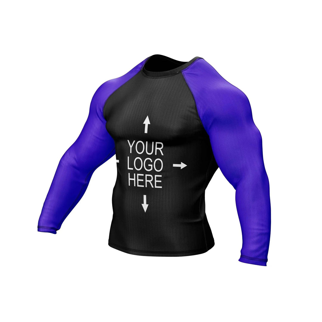 Customizable Black and Purple Compression Rash Guard - Ranked Rashguard | Combatra