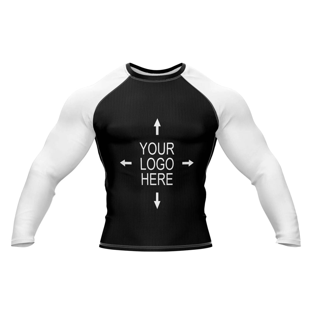 Customizable Black and White Compression Rash Guard - Ranked Rashguard | Combatra