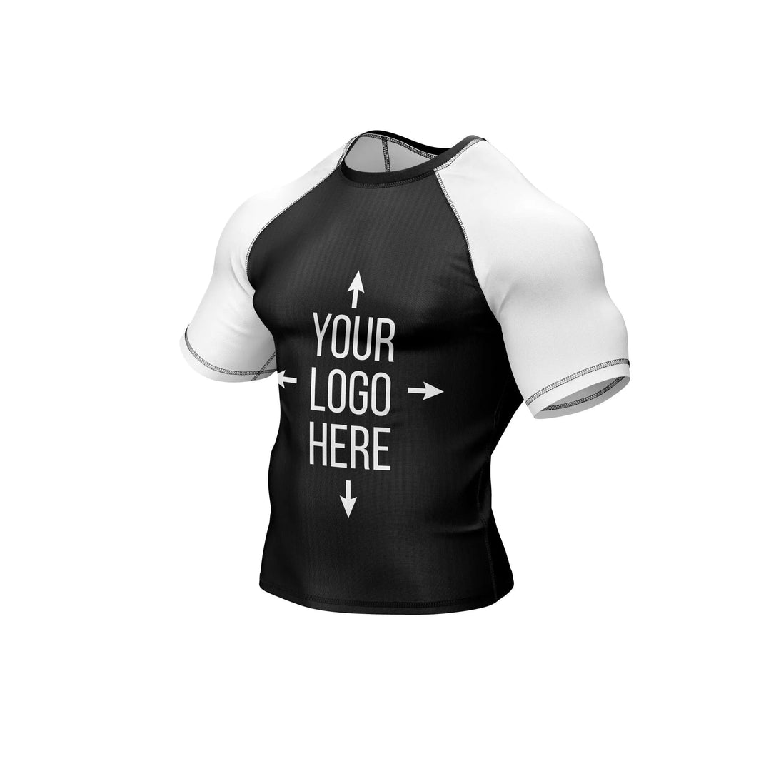 Customizable Black and White Compression Rash Guard - Ranked Rashguard | Combatra