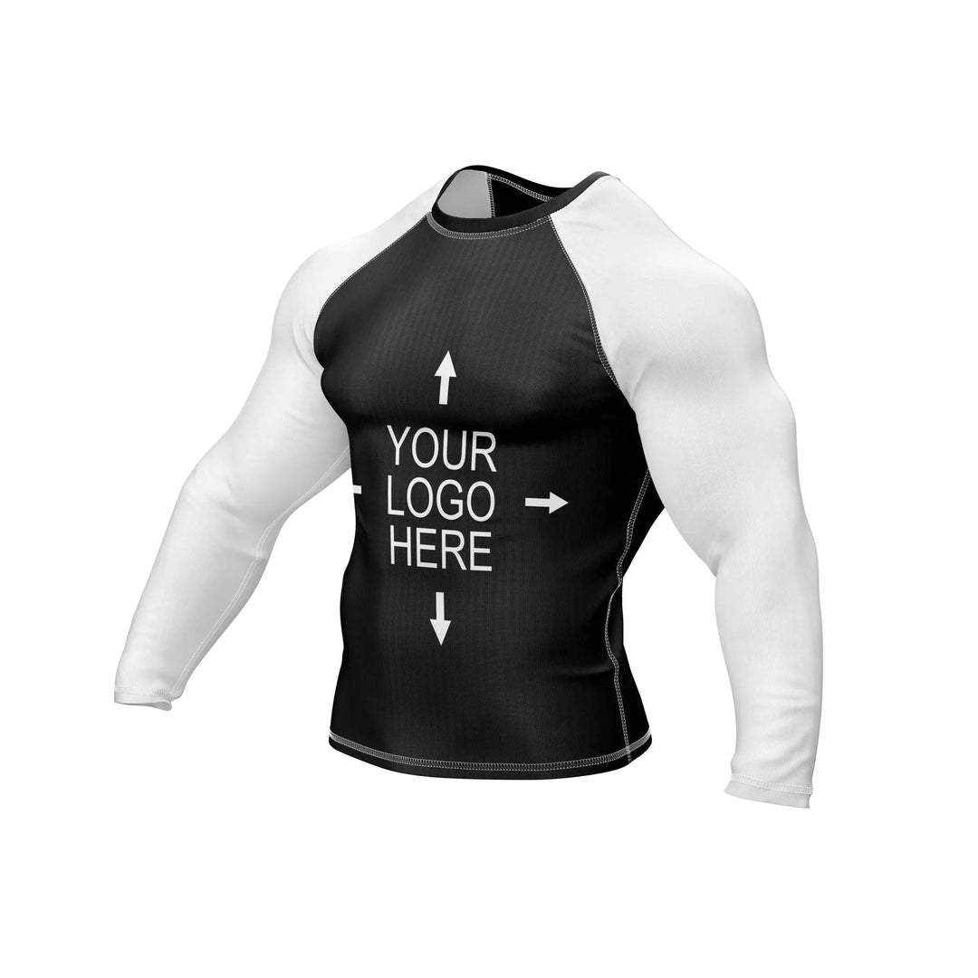 Customizable Black and White Compression Rash Guard - Ranked Rashguard | Combatra