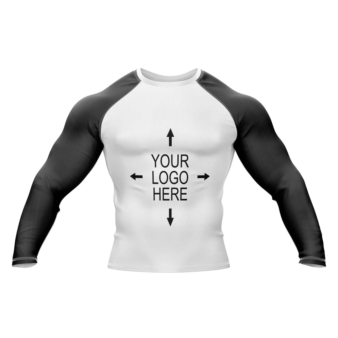 Customizable White and Black Compression Rash Guard - Ranked Rashguard | Combatra