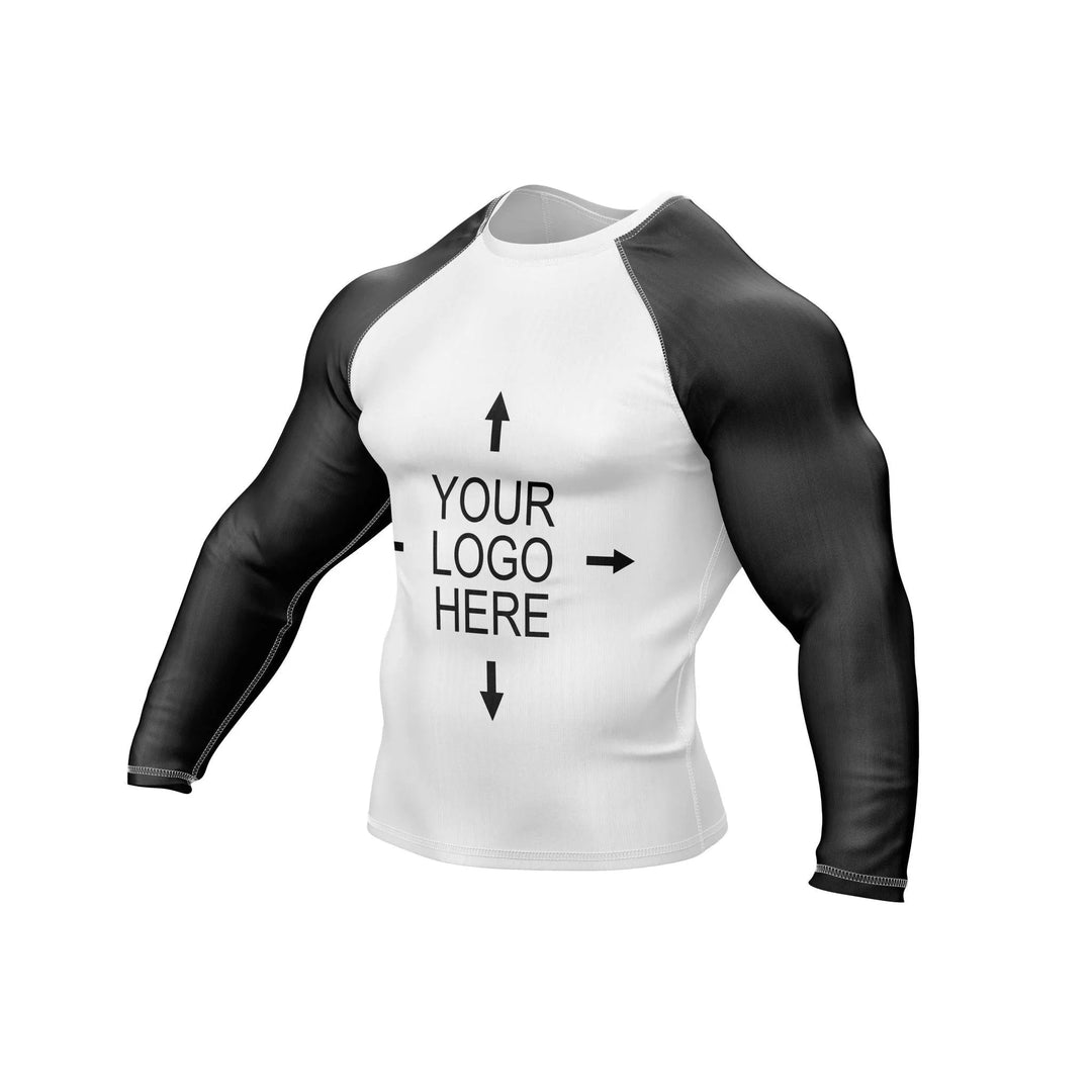 Customizable White and Black Compression Rash Guard - Ranked Rashguard | Combatra