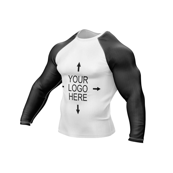 Customizable White and Black Compression Rash Guard - Ranked Rashguard | Combatra