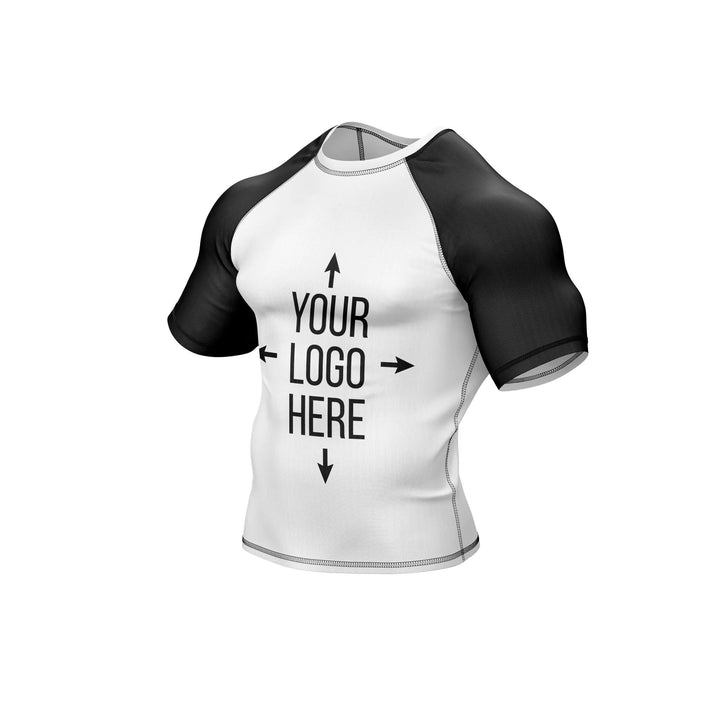 Customizable White and Black Compression Rash Guard - Ranked Rashguard | Combatra