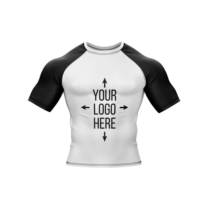 Customizable White and Black Compression Rash Guard - Ranked Rashguard | Combatra