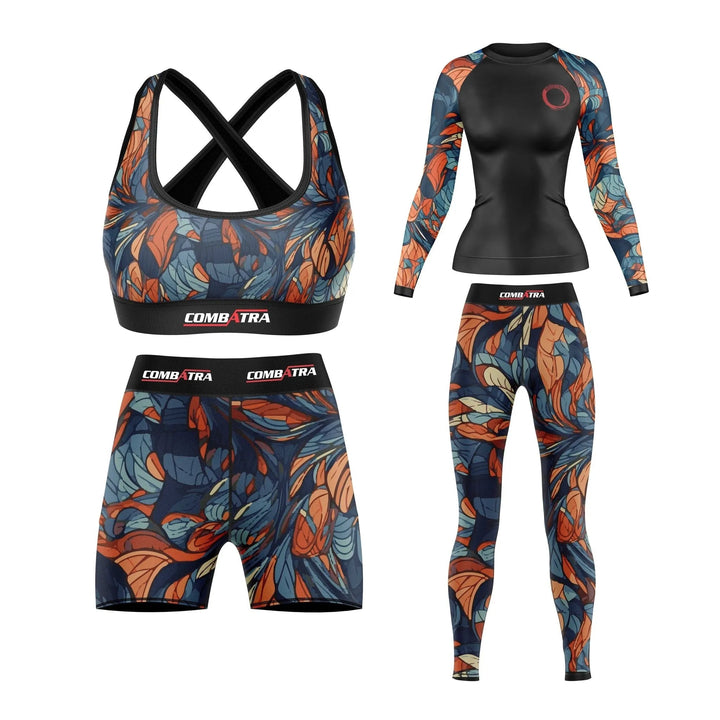 Feather Design Compression Rash Guard For Women - Premium Rashguards | Combatra