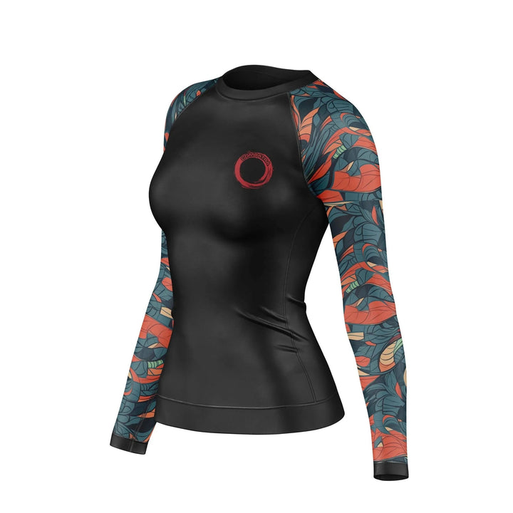 Feather Design Compression Rash Guard For Women - Premium Rashguards | Combatra