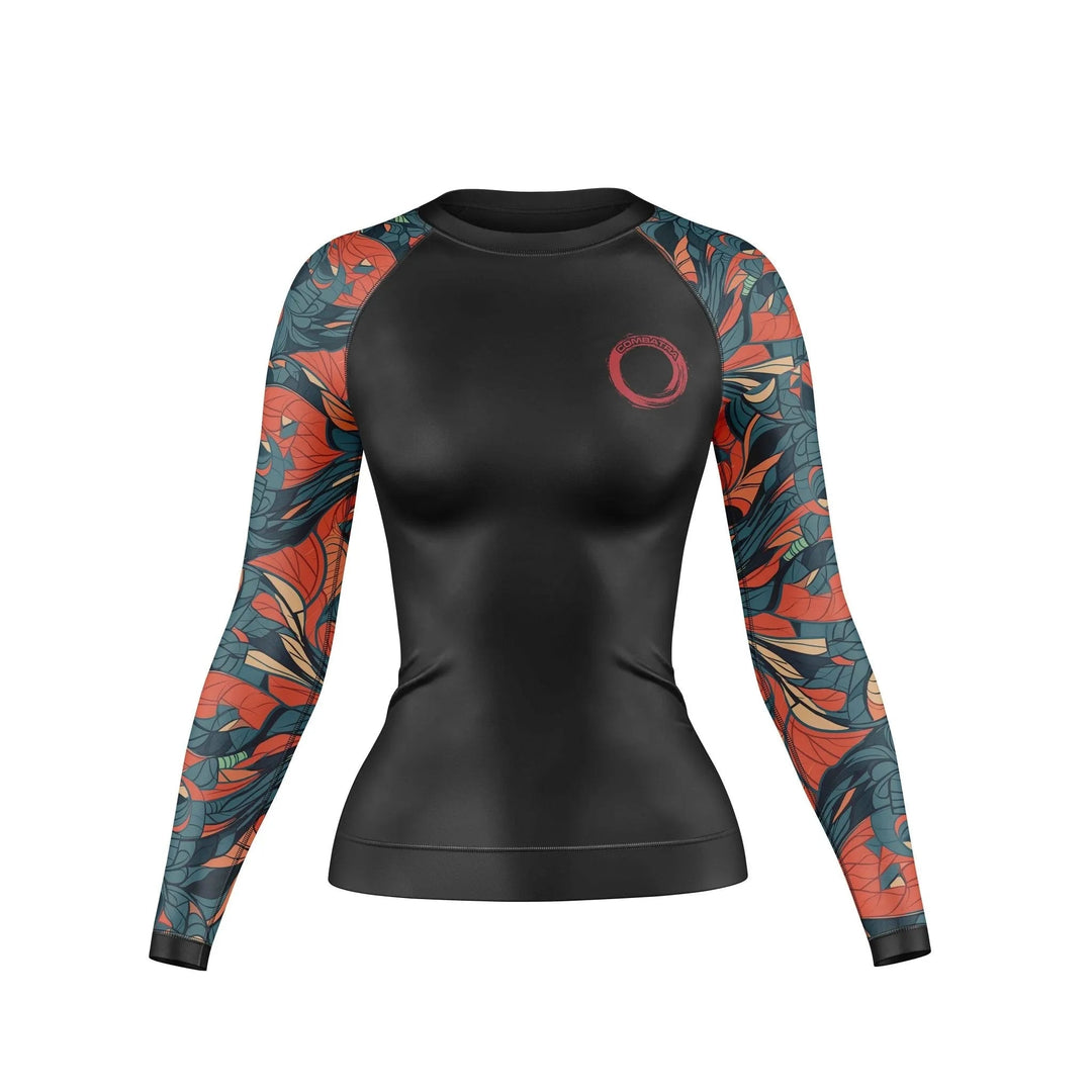 Feather Design Compression Rash Guard For Women - Premium Rashguards | Combatra