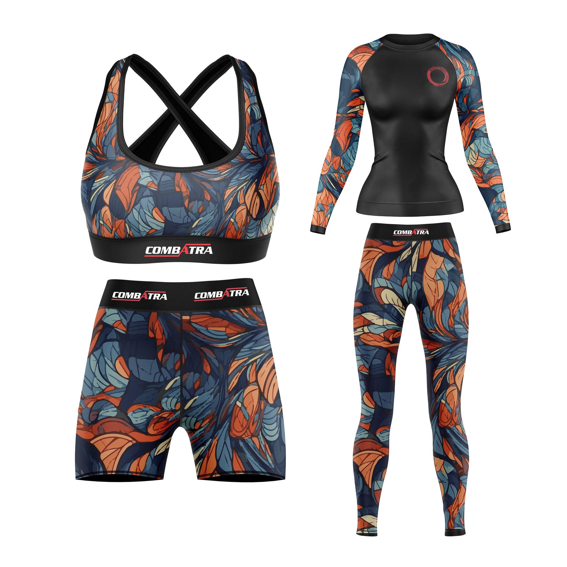 Feather Design  Compression Rash Guard For Women - Combatra