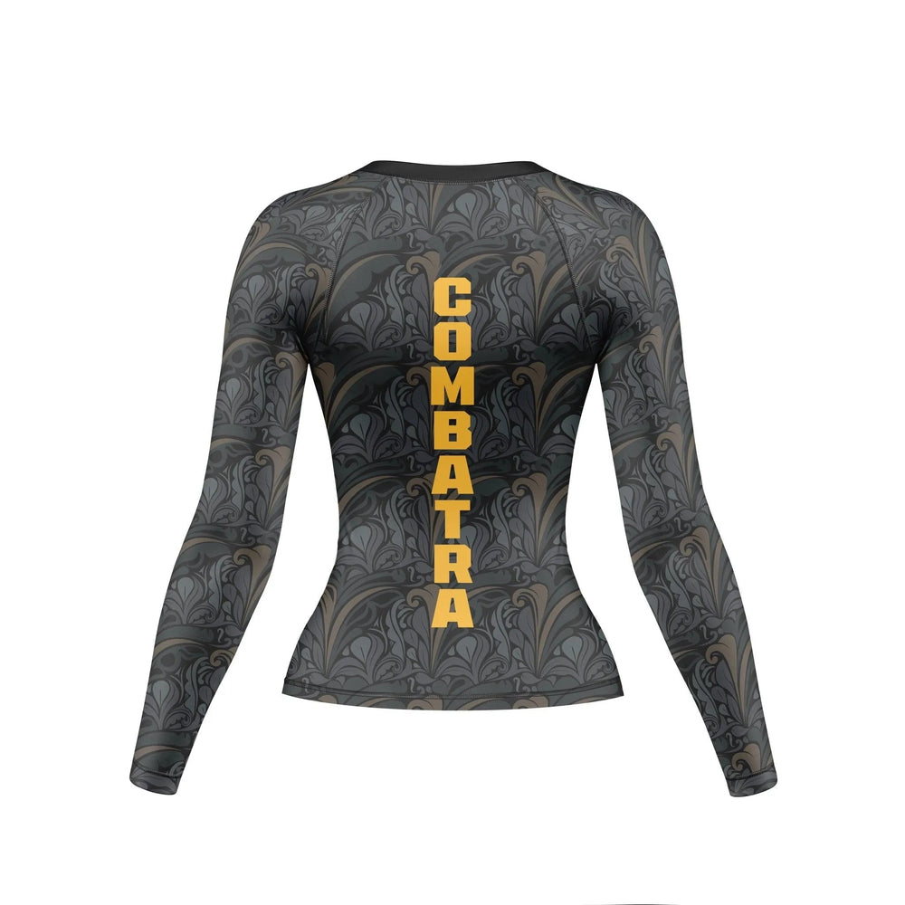 Golden Black Compression Rash Guard For Women - Premium Rashguards | Combatra