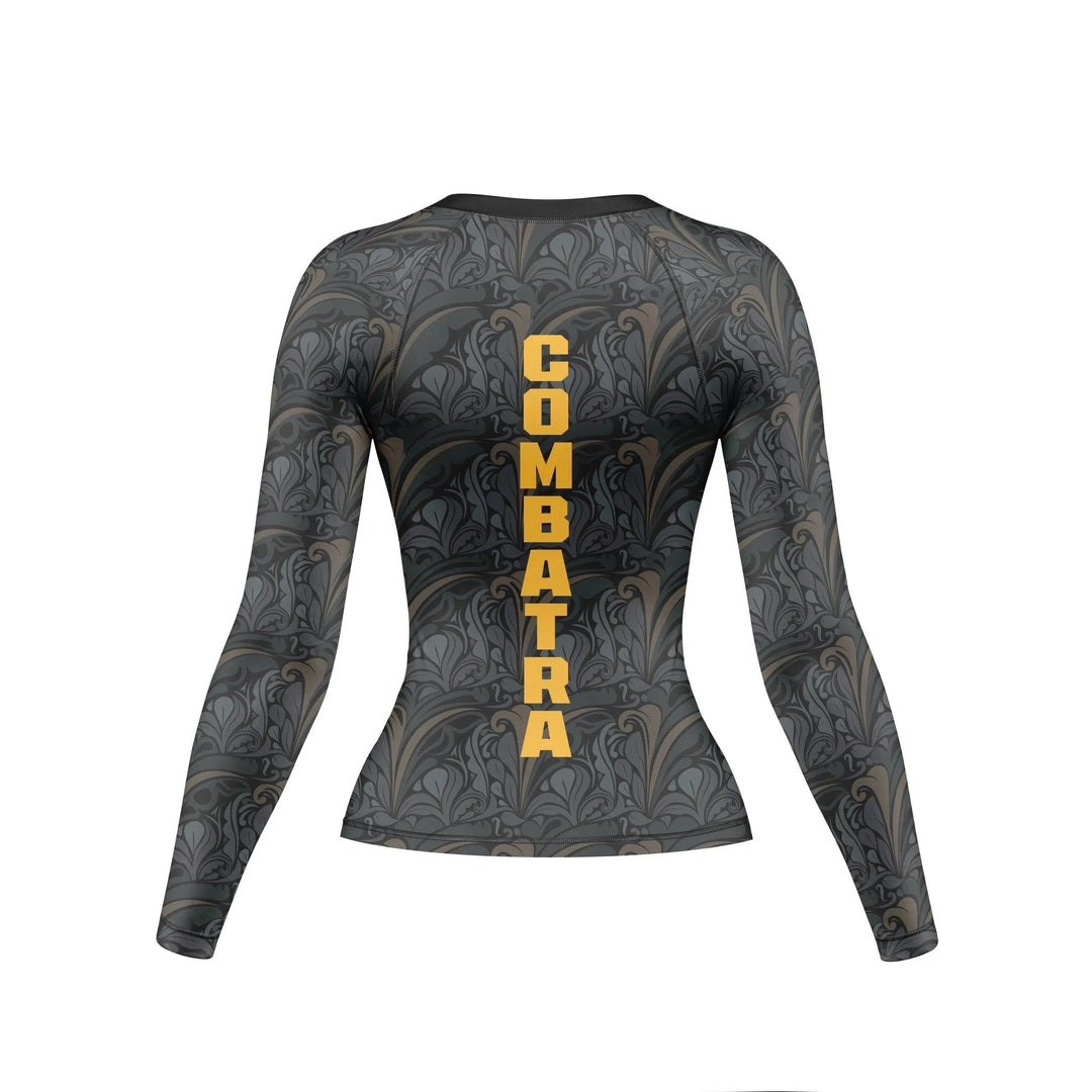 Golden Black Compression Rash Guard For Women - Premium Rashguards | Combatra