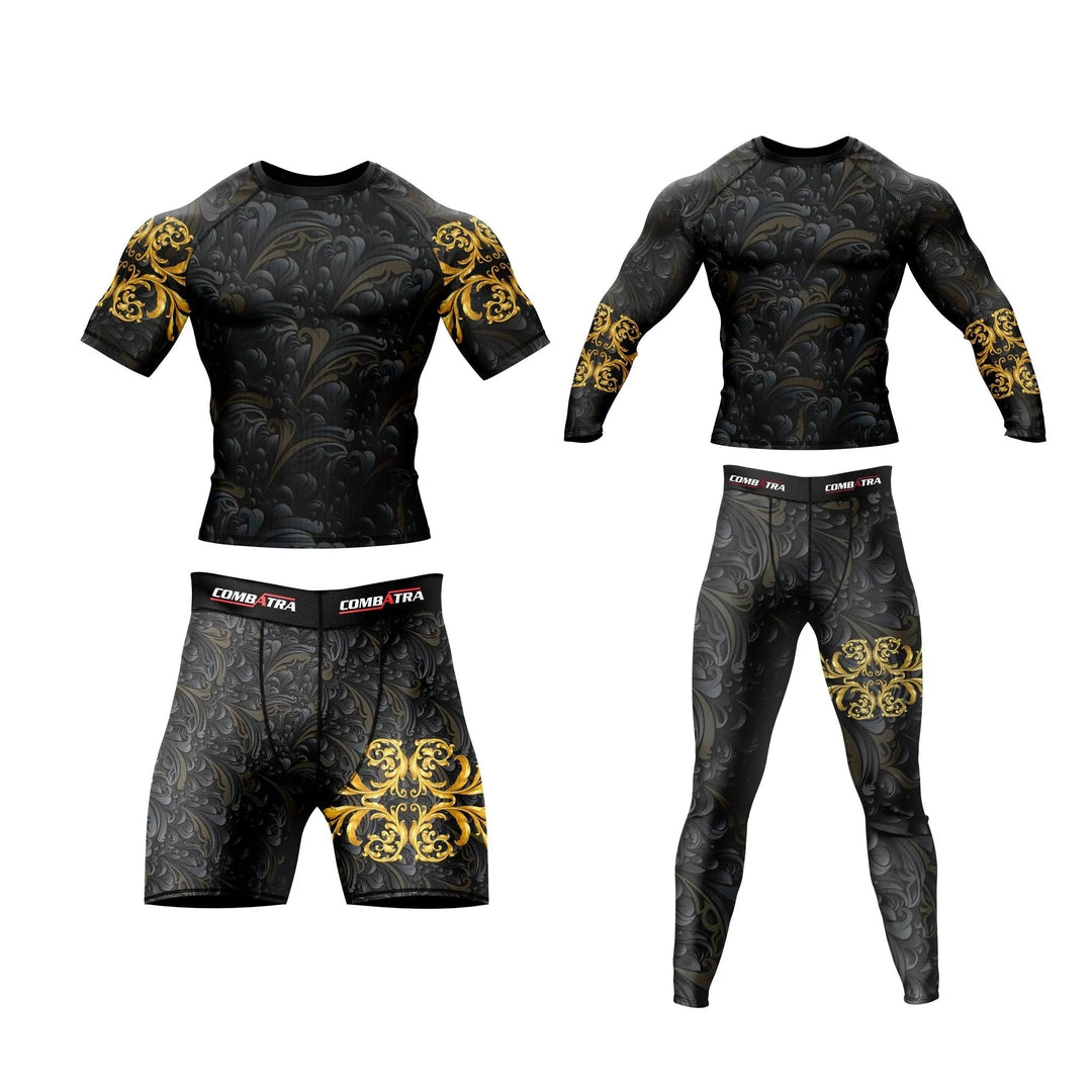 Golden Black Compression Rash Guard - Premium Rashguards | Combatra