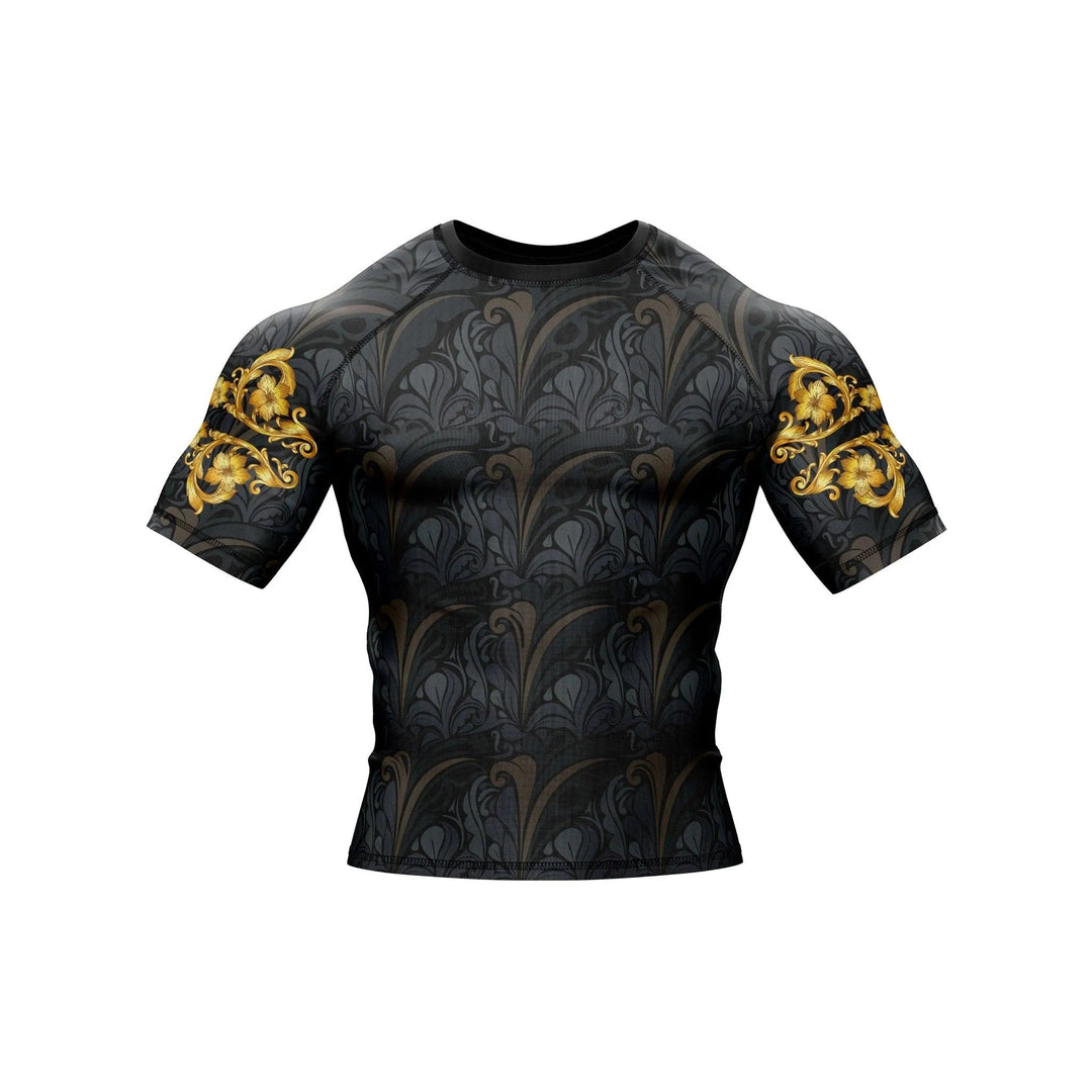Golden Black Compression Rash Guard - Premium Rashguards | Combatra