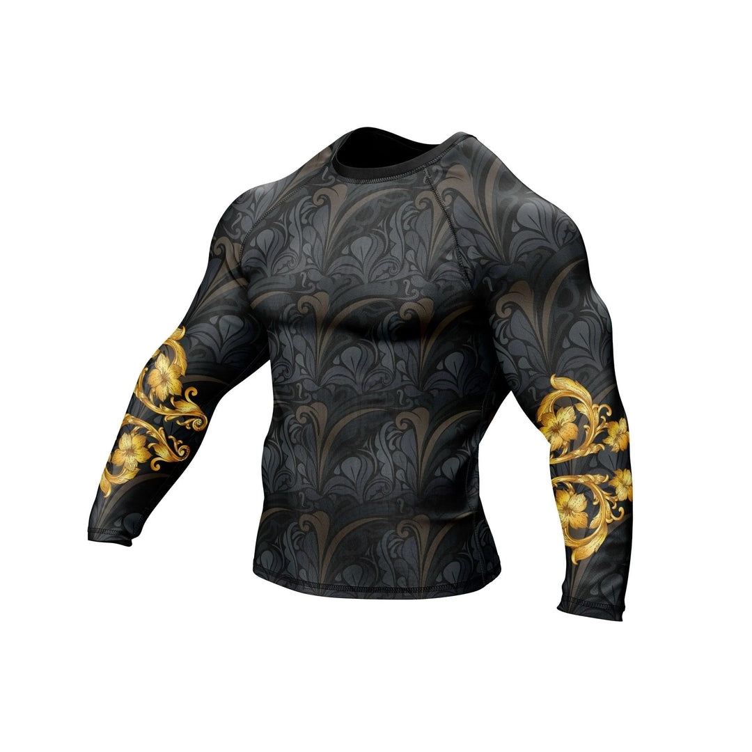Golden Black Compression Rash Guard - Premium Rashguards | Combatra