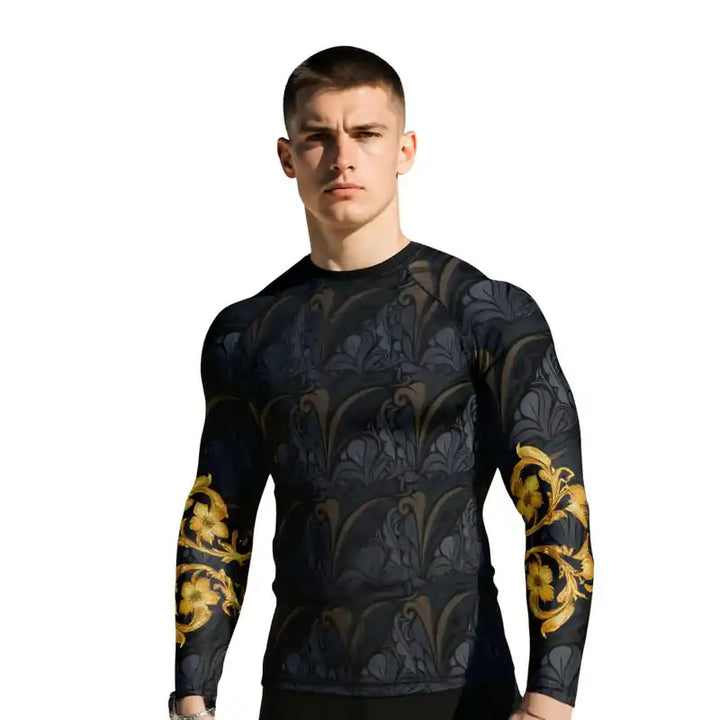 Combatra Golden Black BJJ Rashguard – UPF 50+
