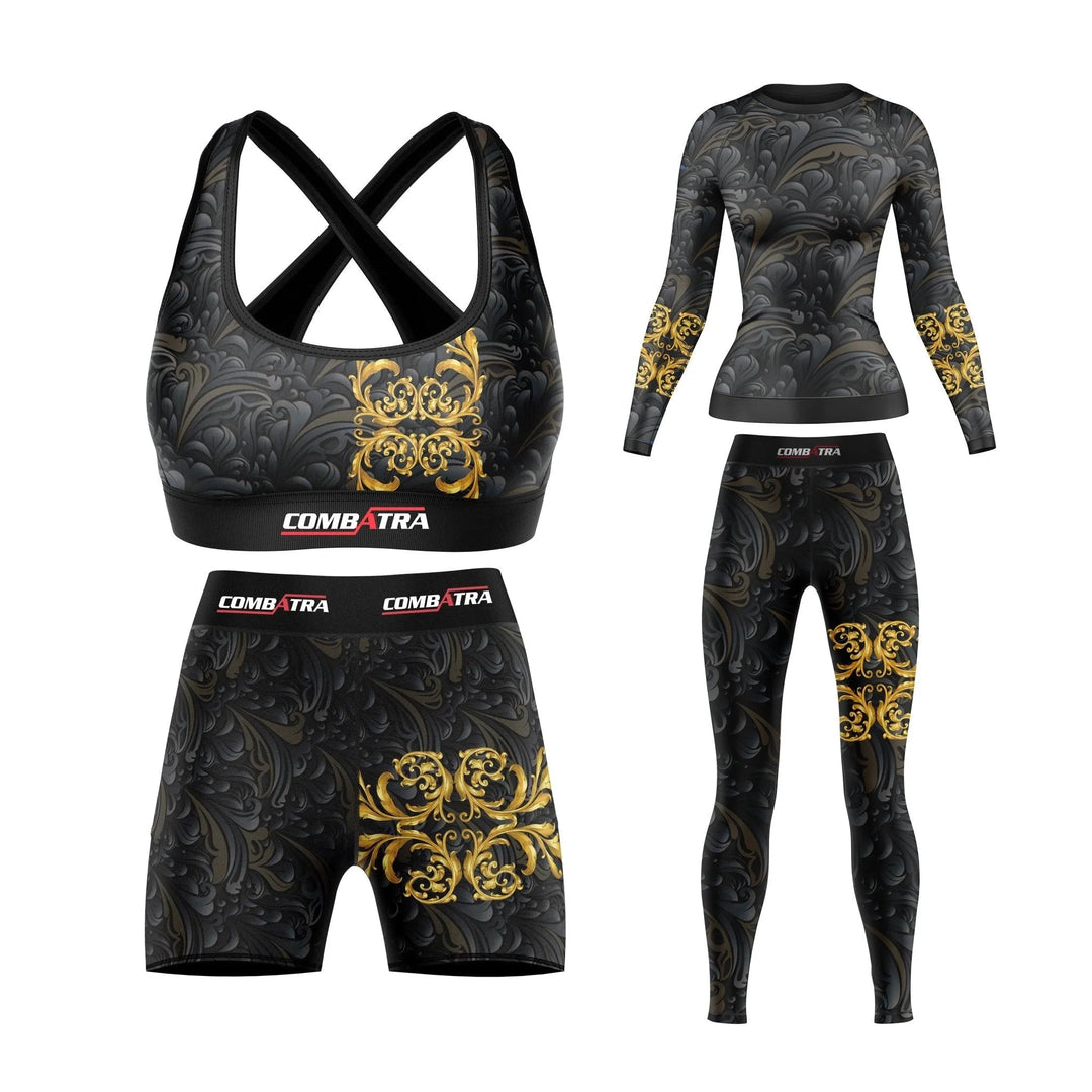 Golden Black Women’s Compression Shorts - Combat Shorts - Compression Shorts | Combatra