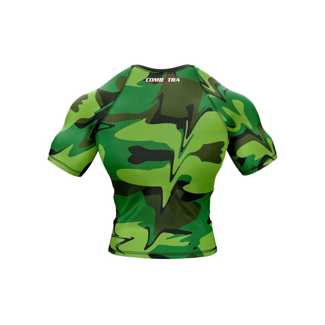 Green Camo Battle Field Compression Rash Guard - Premium Rashguards | Combatra
