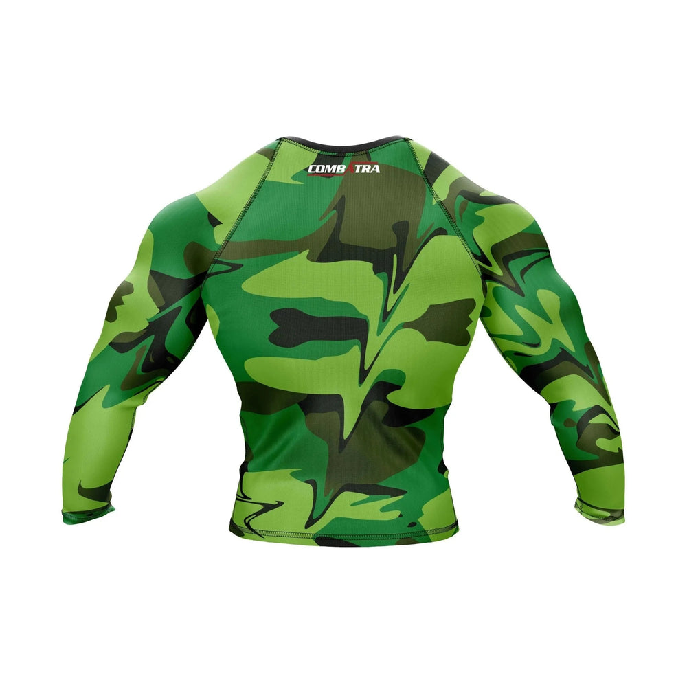 Green Camo Battle Field Compression Rash Guard - Premium Rashguards | Combatra