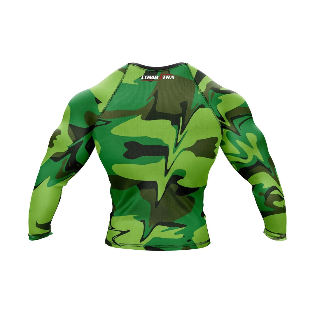 Green Camo Battle Field Compression Rash Guard - Premium Rashguards | Combatra