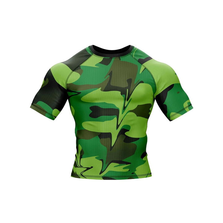 Green Camo Battle Field Compression Rash Guard - Premium Rashguards | Combatra