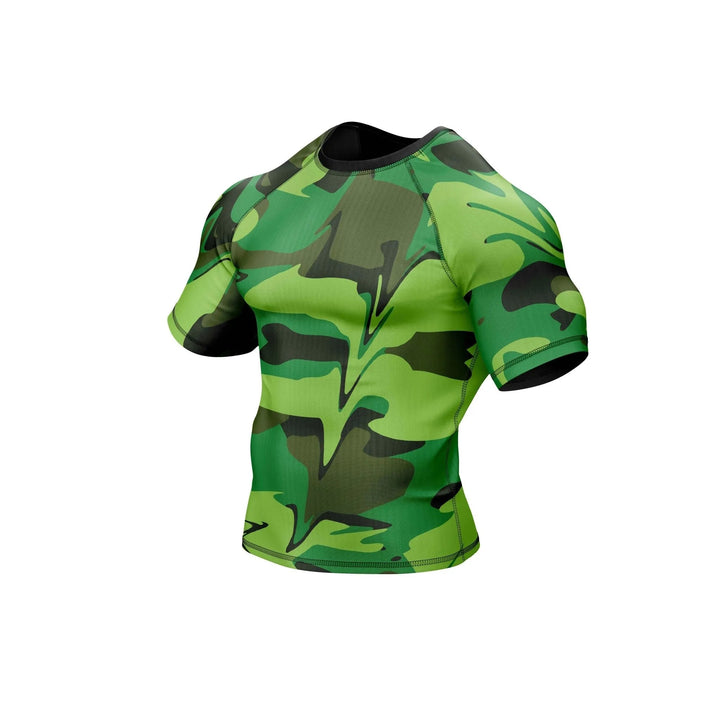 Green Camo Battle Field Compression Rash Guard - Premium Rashguards | Combatra