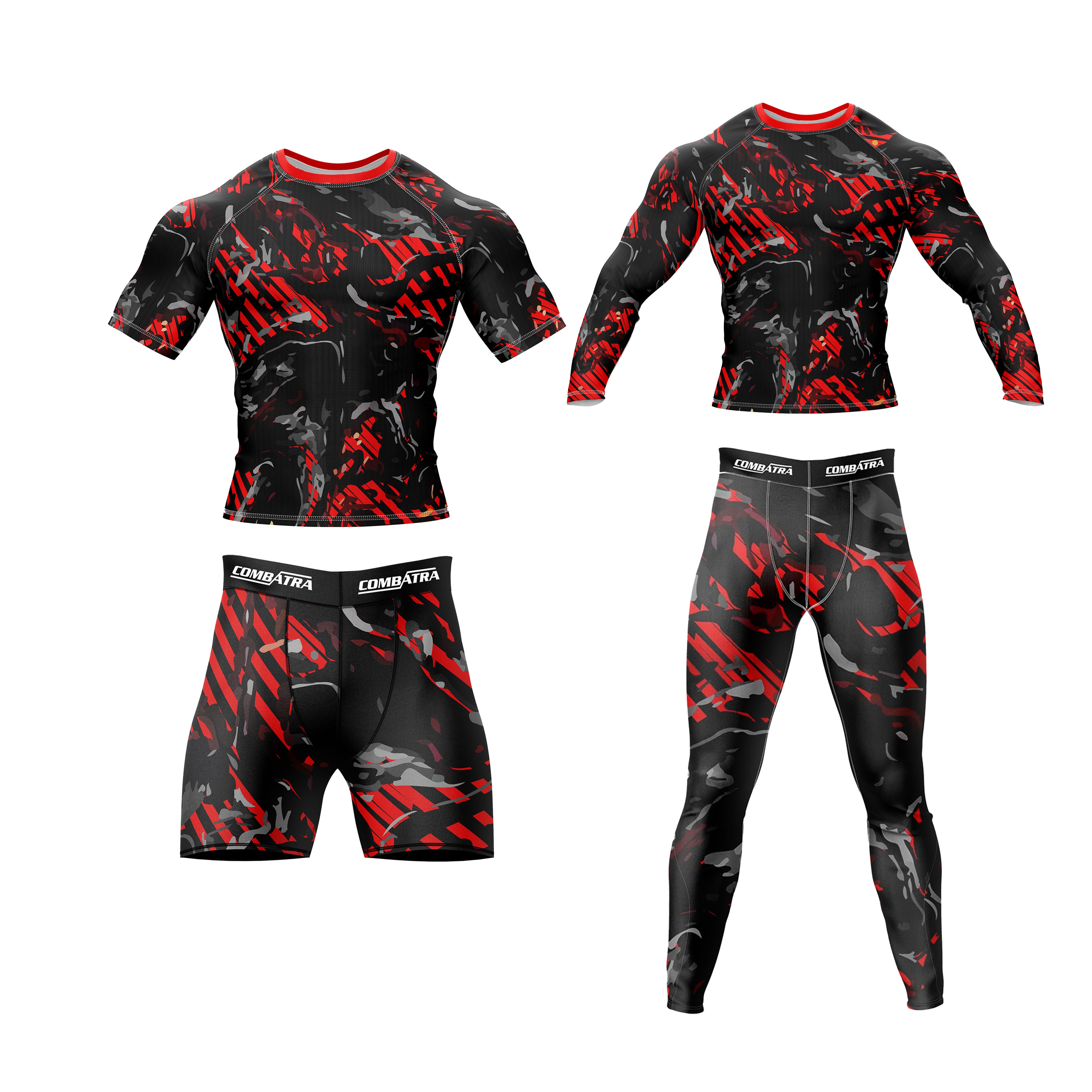 Abstract Red Camo Compression Rash Guard