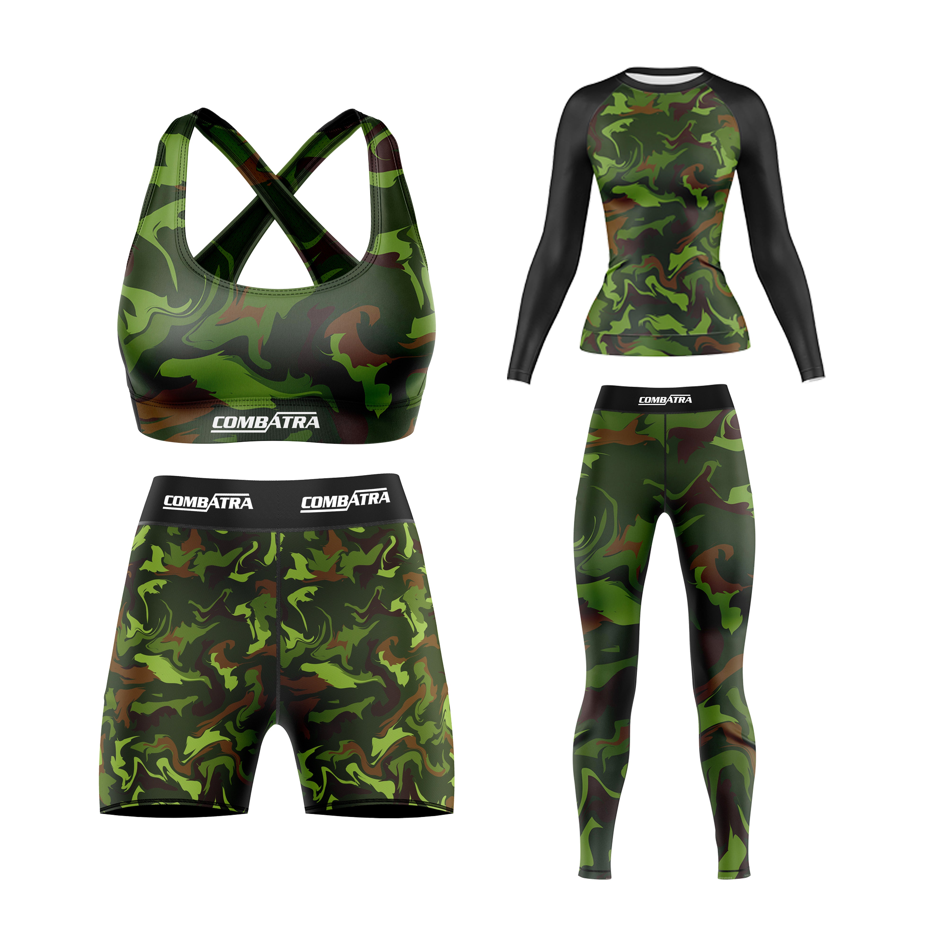 Green Classic Camo Women's  Compression Shorts