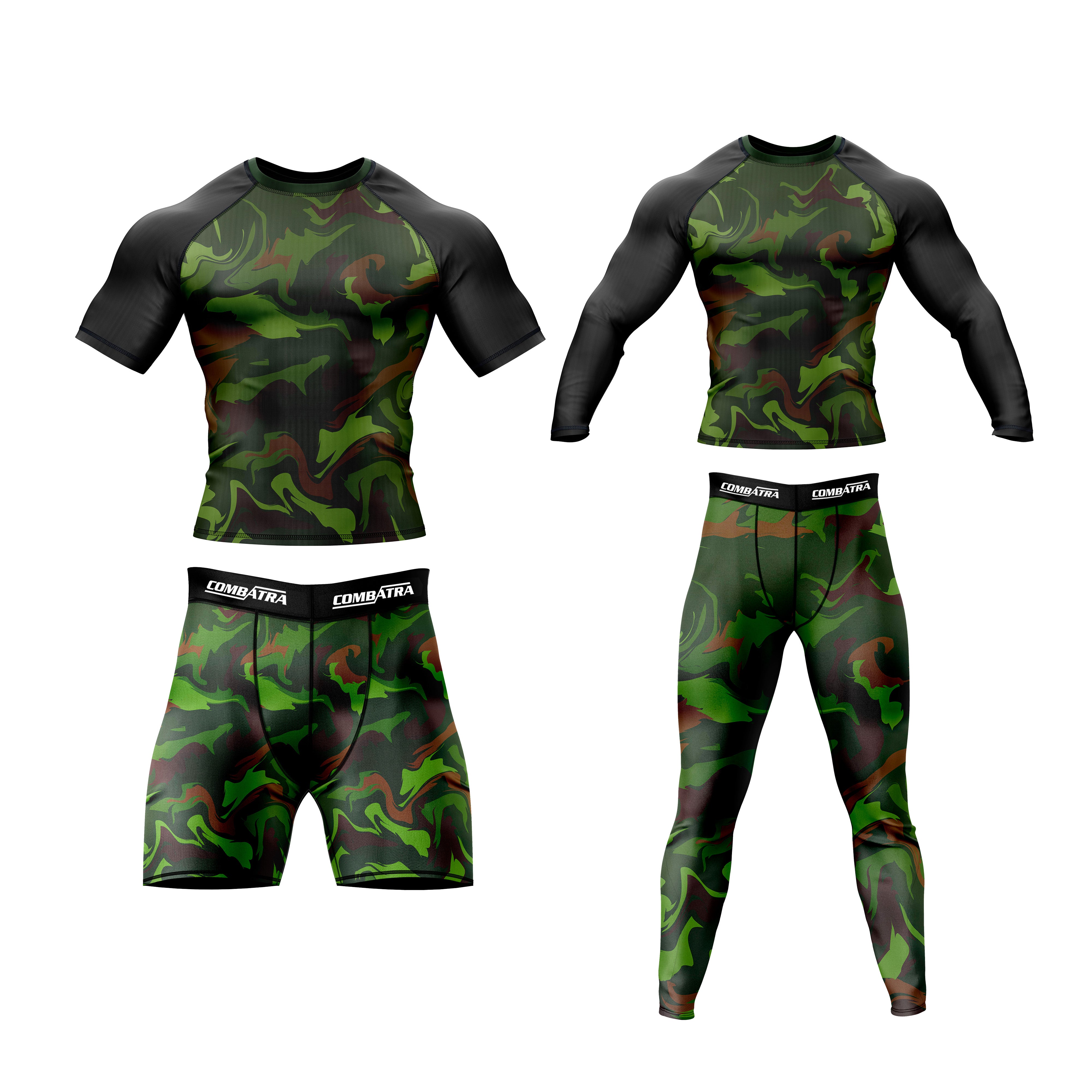 Green Classic Camo Compression Rash Guard For men