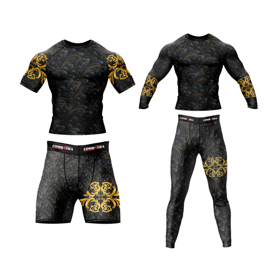 Golden Black Compression Rash Guard - Combatra