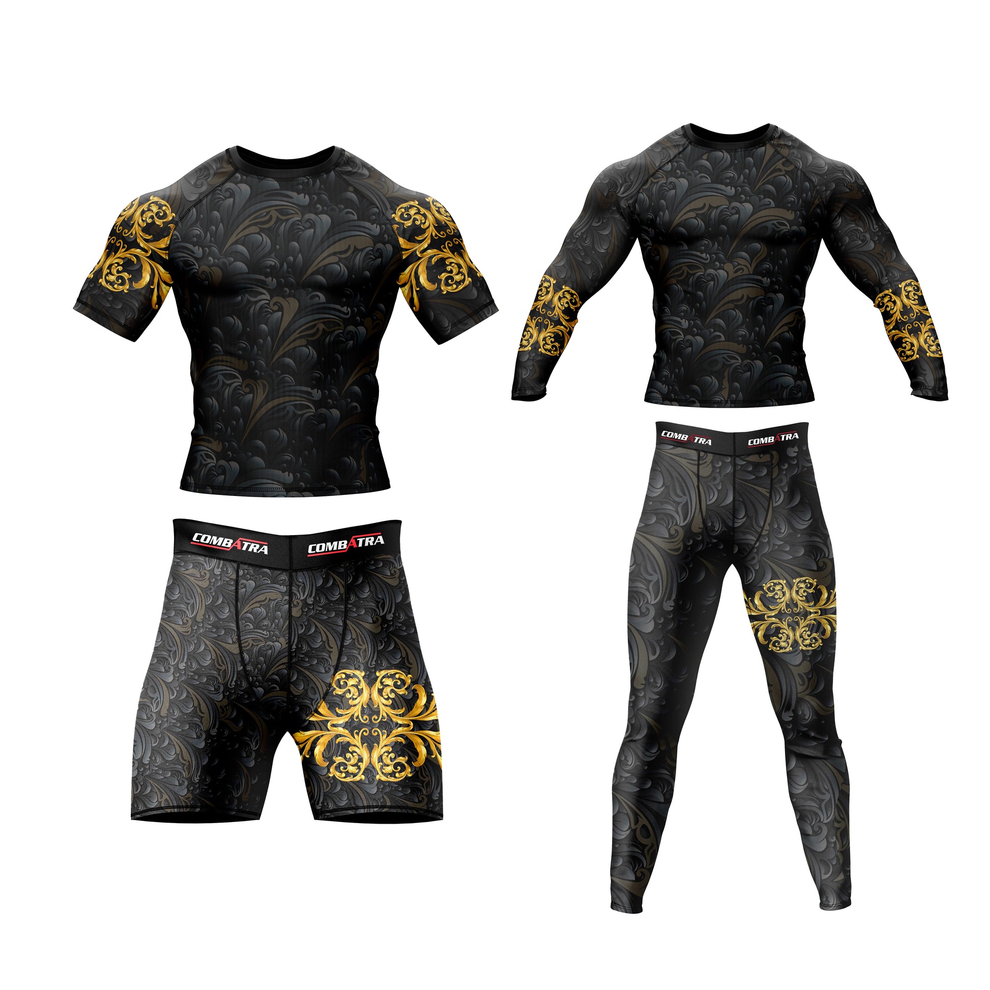 Golden Black Compression Shorts - Combatra