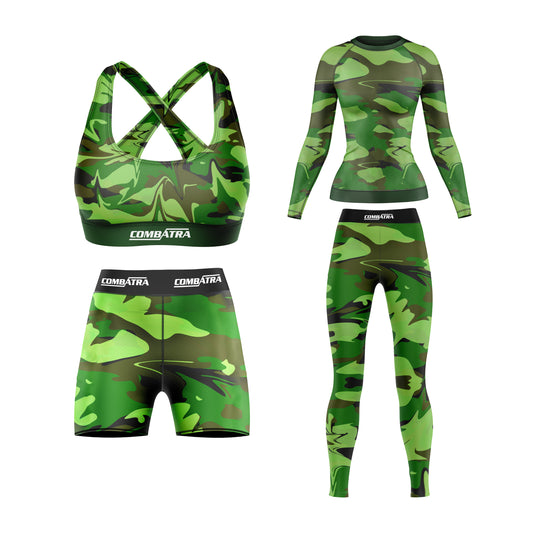 Green Camo battlefield Compression Rash Guard For Women - Combatra