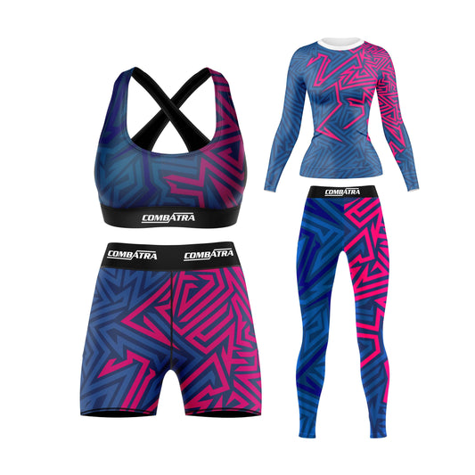 Abstract Geometric Compression Rash Guard For Women