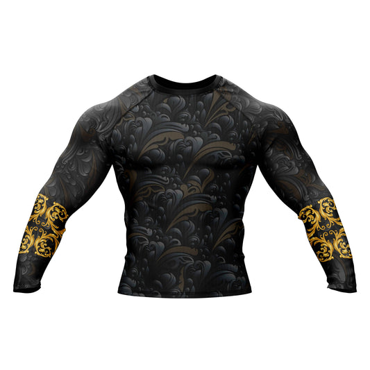 Golden Black Compression Rash Guard - Combatra