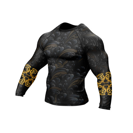 Golden Black Compression Rash Guard - Combatra
